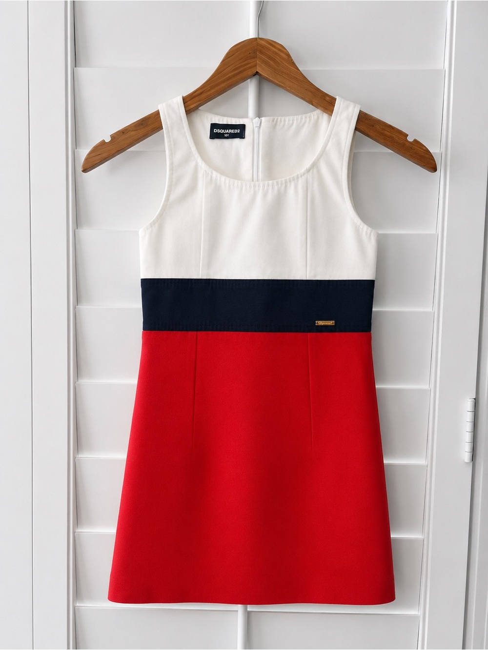 DSQUARED2 Girls Colorblock Dress in White, Navy, Red